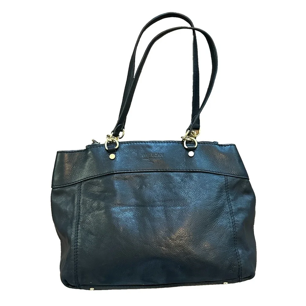American Leather Co. Taylor Triple‎ Entry Satchel Black Color Handbag